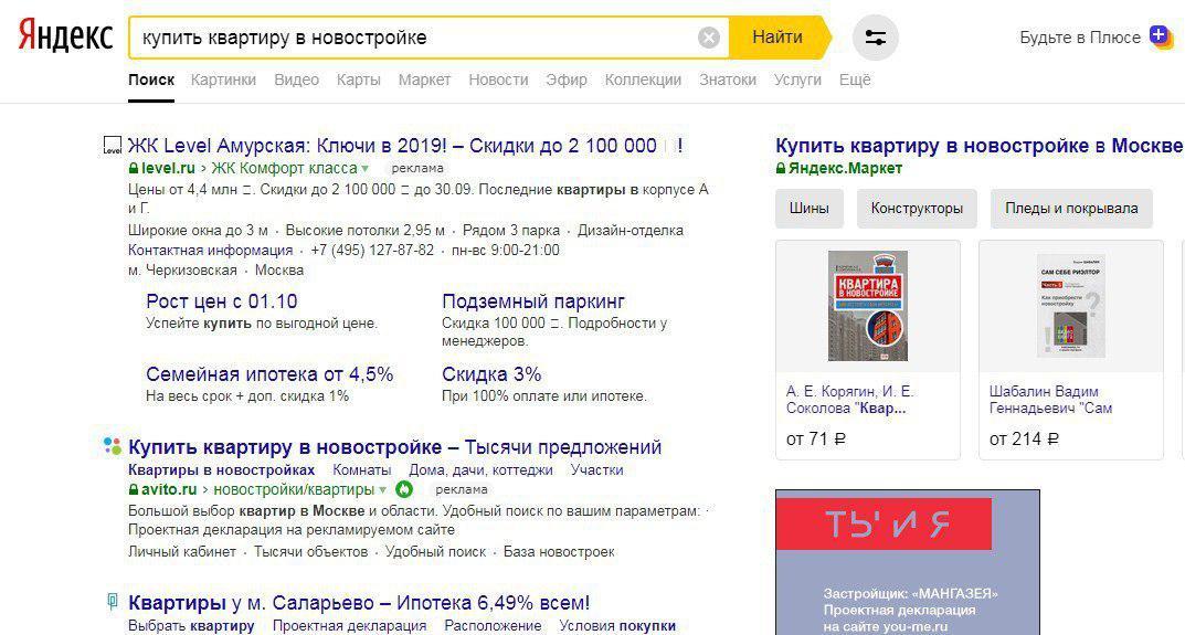 Поисковая выдача Яндекс